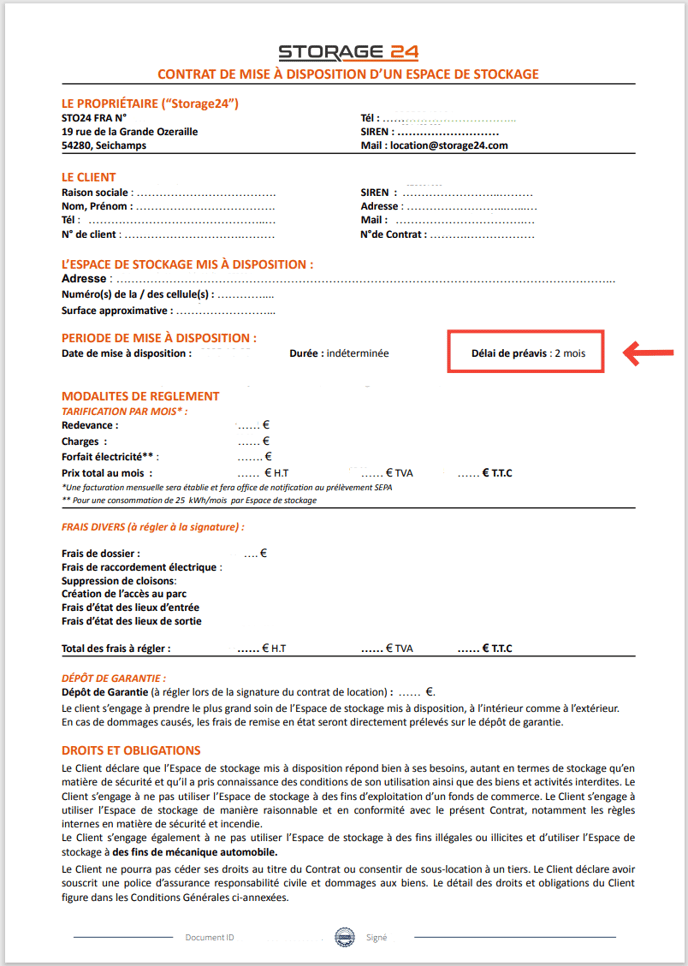 Première page contrat - caution