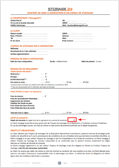 Visuel caution sur contrat
