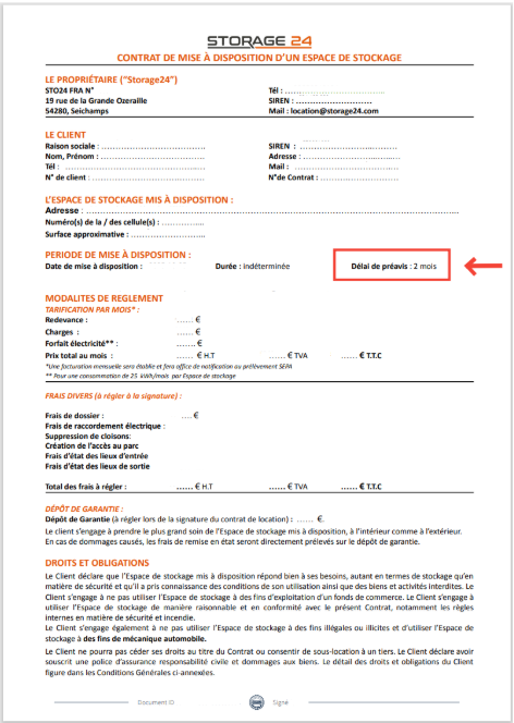 Visuel préavis contrat